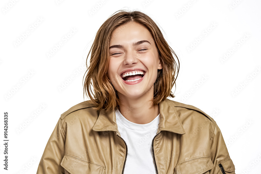 Sticker Portrait of a Smiling Young Woman