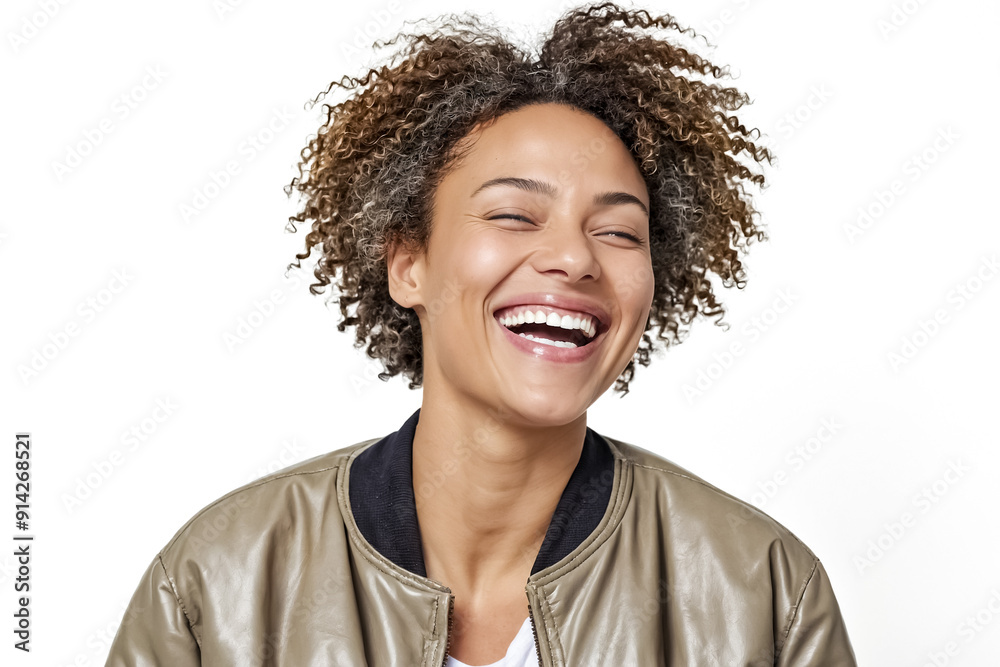 Canvas Prints Portrait of a smiling woman with curly hair