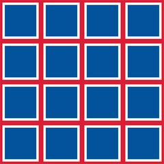 Seamless Checkered Red, White and Blue Rectangular Iceland Seamless Pattern