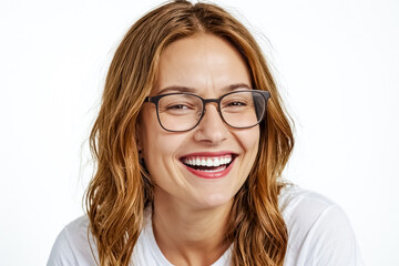 Obraz premium Woman Smiling with Glasses
