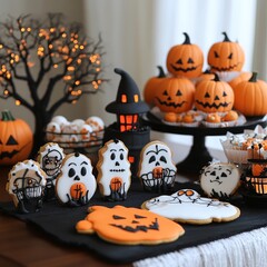 Halloween Gingerbread Cookies Festive Setup