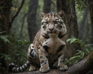 Obraz premium Majestic Clouded Leopard in Forest