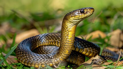 Obraz premium Close Up of a Snake in the Grass