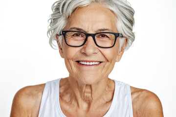 Fototapeta premium Portrait of a smiling senior woman with glasses