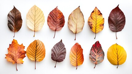 Obraz premium Collection of Dried Autumn Leaves in Various Colors
