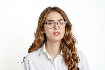 Obraz premium Portrait of a young woman with glasses