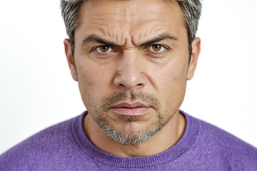 Obraz premium Close-up portrait of a man looking directly at the camera with a serious expression