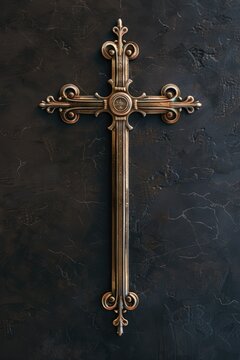 A Simple And Elegant Design Featuring A Gold Cross Against A Black Backdrop