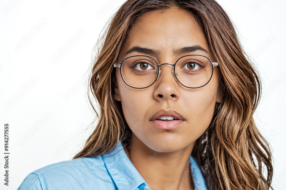 Sticker Young woman with glasses looking at the camera