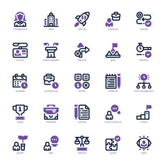  Strategy Management icon pack for your website, mobile, presentation, and logo design. Strategy Management icon dual tone design. Vector graphics illustration and editable stroke.