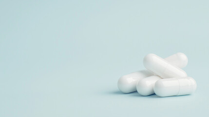 Pack of capsules on a simple background, illustrating healthcare and medicine with copy space. Photo
