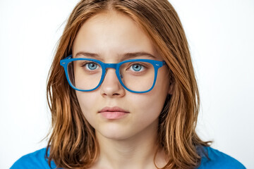 Obraz premium Young Woman Wearing Blue Glasses