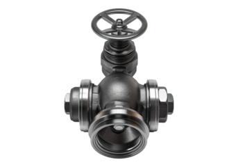 Closed water or gas valve isolated on transparent background. Transparent PNG.
