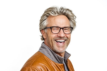 Obraz premium Portrait of a happy man with grey hair