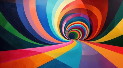 Obraz premium An abstract artwork with bold, swirling colors forming a rainbow, creating a dynamic and energetic visual effect