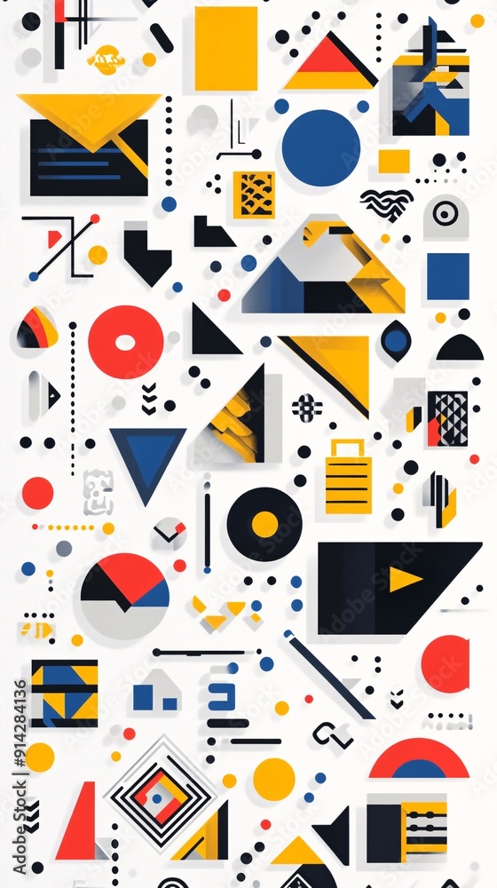Aufkleber pastel-colored flat design symbols and icons featuring high detail and clean minimal lines stock pho
