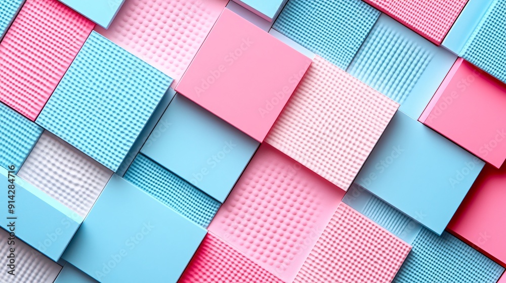 Aufkleber Intricate flat lay of pastel-colored geometric patterns creating a minimalist and abstract design perfect for a clean and contemporary look Stock Photo with copy space