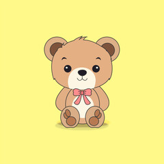 Cute teddy bear bear doll cartoon vector