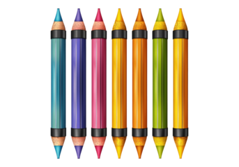 Colorful pencils isolated on transparent background. Transparent PNG.