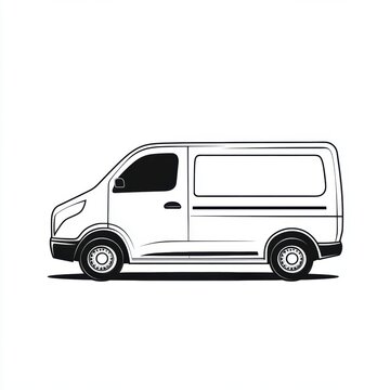 recommend clip art: Simple black white delivery van