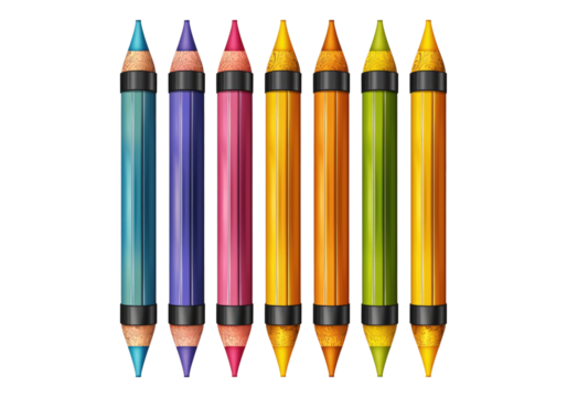 Colorful pencils isolated on transparent background. Transparent PNG.