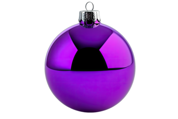 A shiny purple ornament, perfect for festive decorations and holiday celebrations, adding a touch of elegance to any display.