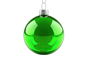 Shiny green Christmas ornament hanging elegantly, perfect for festive decorations and holiday celebrations.