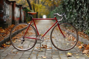 A stylish vintage bicycle with a copper-colored frame and black tires Generative AI