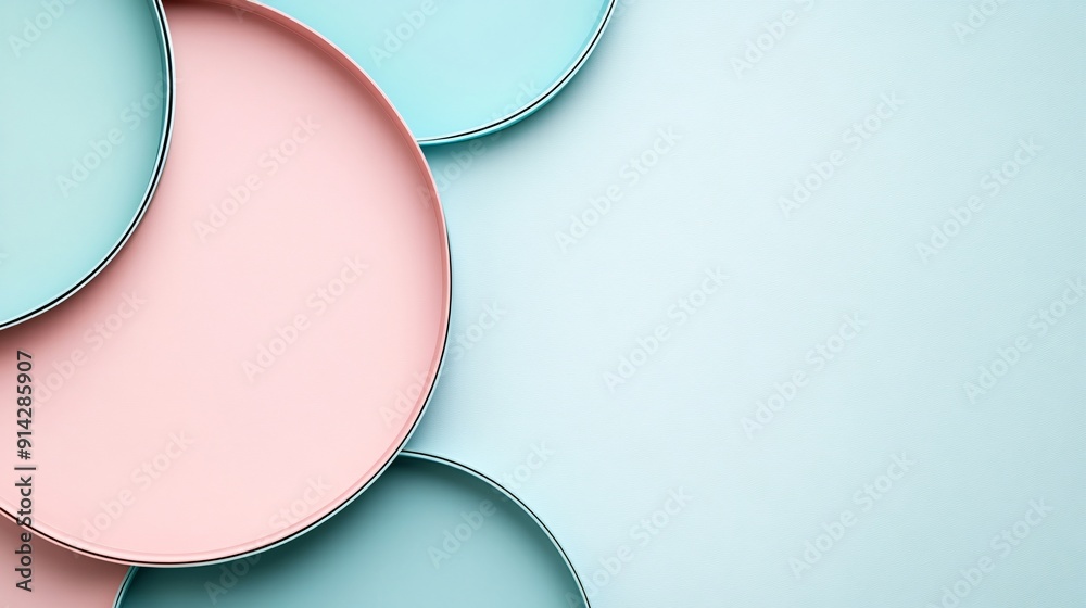 Aufkleber detailed flat lay of abstract geometric shapes in pastel tones offering a minimalistic design perfec