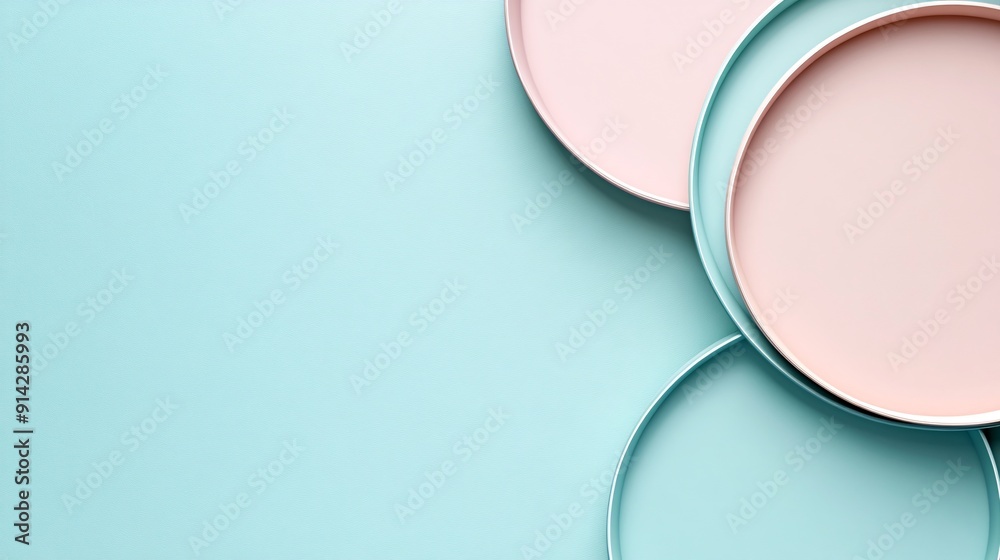 Poster detailed flat lay of abstract geometric shapes in pastel tones offering a minimalistic design perfec