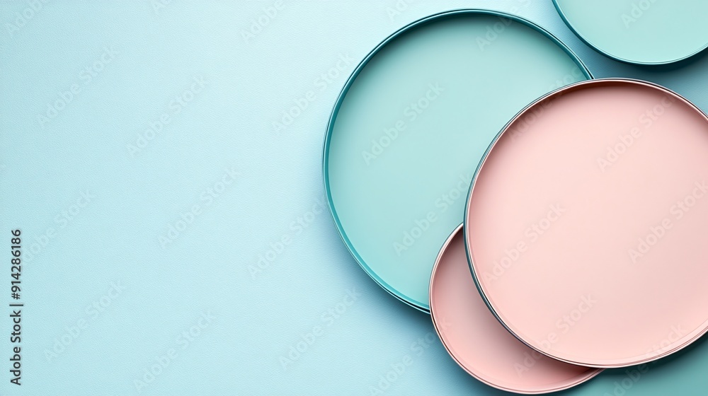 Aufkleber detailed flat lay of abstract geometric shapes in pastel tones offering a minimalistic design perfec