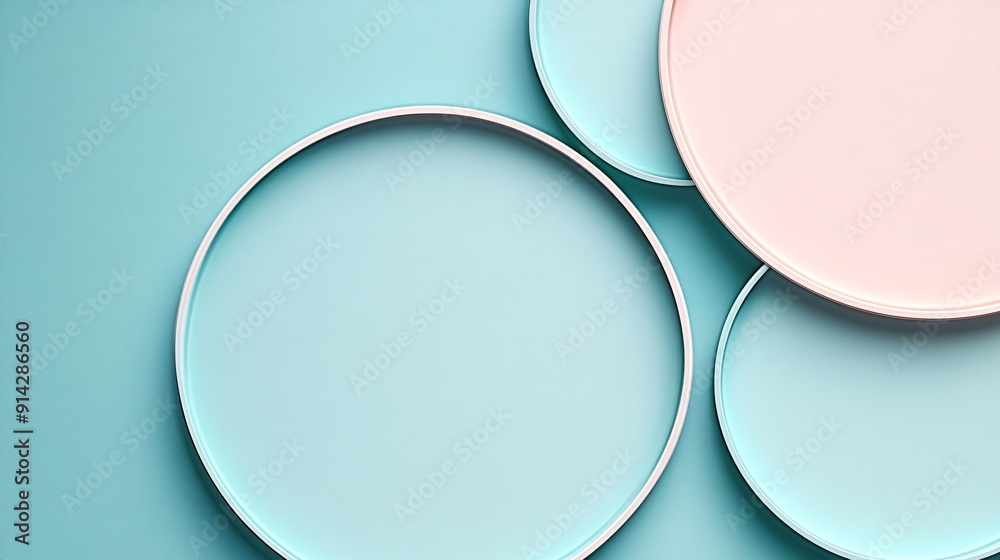 Poster detailed flat lay of abstract geometric shapes in pastel tones offering a minimalistic design perfec