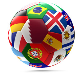 Obraz premium flags as teams as color of soccer ball, isolated, 3d-illustration