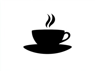 Fototapeta premium Steaming coffee cup silhouette on white background