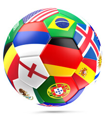 Obraz premium flags as teams as color of soccer ball, isolated, 3d-illustration