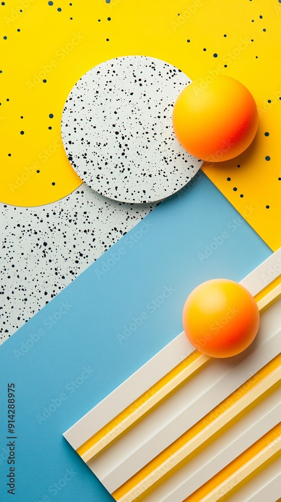 Aufkleber A high-detail flat lay of minimal geometric patterns in soft pastel colors showcasing abstract design elements in a harmonious composition Stock Photo with copy space