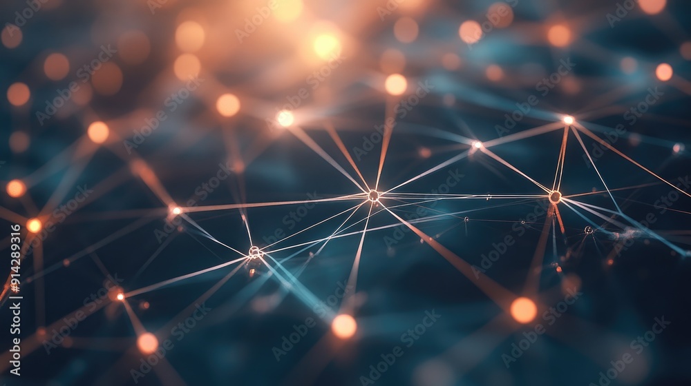 Poster digital 3d technology background with interconnected networks and glowing lines, advanced design