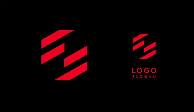 Abstract red geometric letter S with parallel lines. Stripes modern logotype concept, futuristic design for an innovative company, minimalist sporty and technological power style. Vector illustration