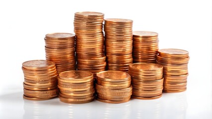 Gold coins stack isolated on white background