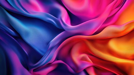 Obraz premium Dynamic 3D background with twisted fabric and colorful gradients, energetic textile art