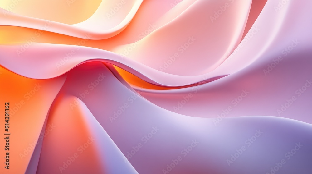 Poster elegant 3d abstract background with soft gradients and curved lines, minimalistic design