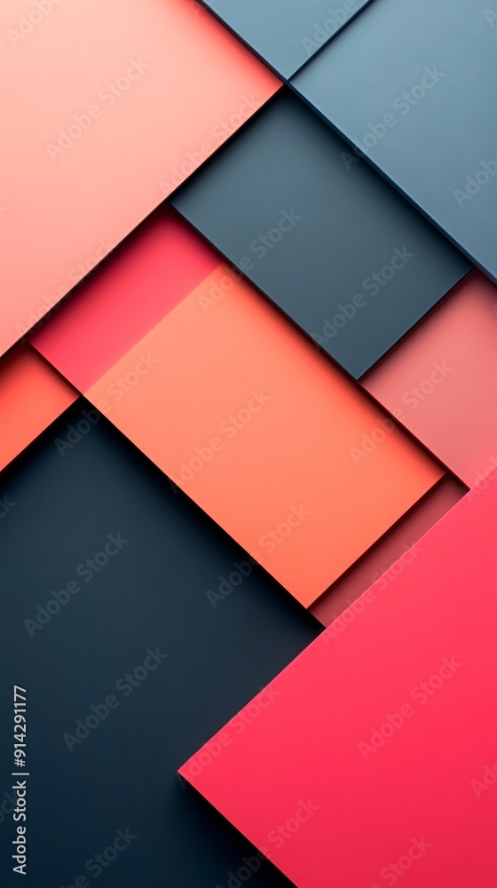 Poster Flat lay composition of detailed geometric patterns in soft pastel colors arranged to form an abstract and minimalist design Stock Photo with copy space