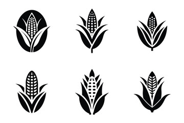 Corn minimalist silhouette vector logo