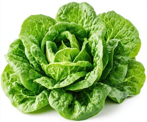Obraz premium Fresh green romaine lettuce isolated on white background
