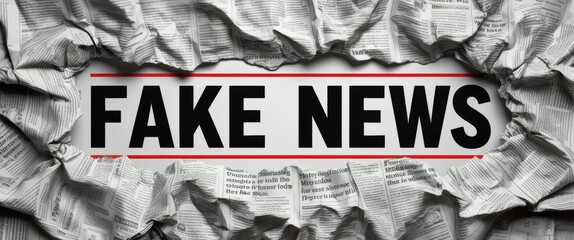 Fake News Concept with Crumpled Newspaper Texture
