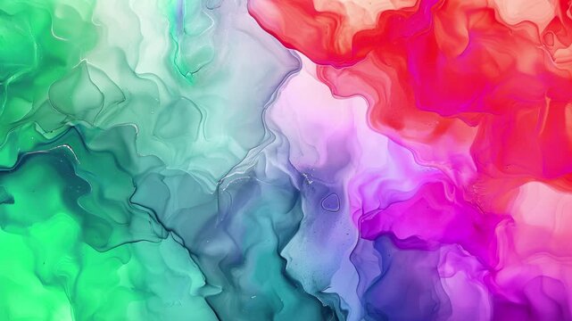 Video animation of abstract artistic alcohol ink colourful background. Marble wavy liquid banner