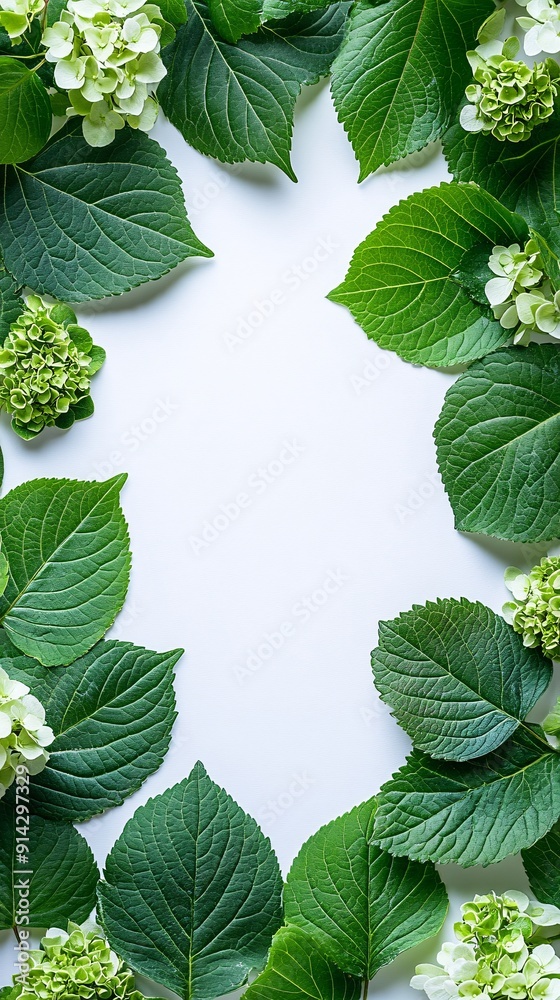Poster Flat lay featuring intricate details of leaves and flowers in soft pastel colors with a minimalistic and clean-lined approach Stock Photo with copy space