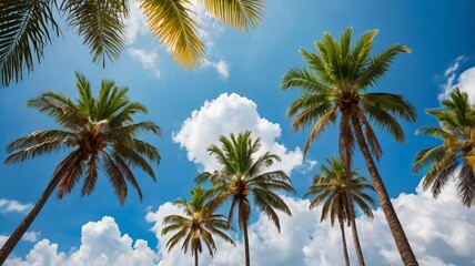 palm trees against blue sky
