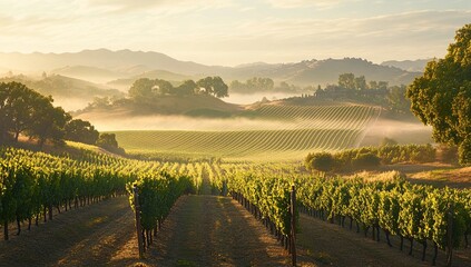 Naklejka premium A picturesque vineyard in the rolling hills