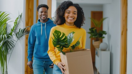 The couple with moving box